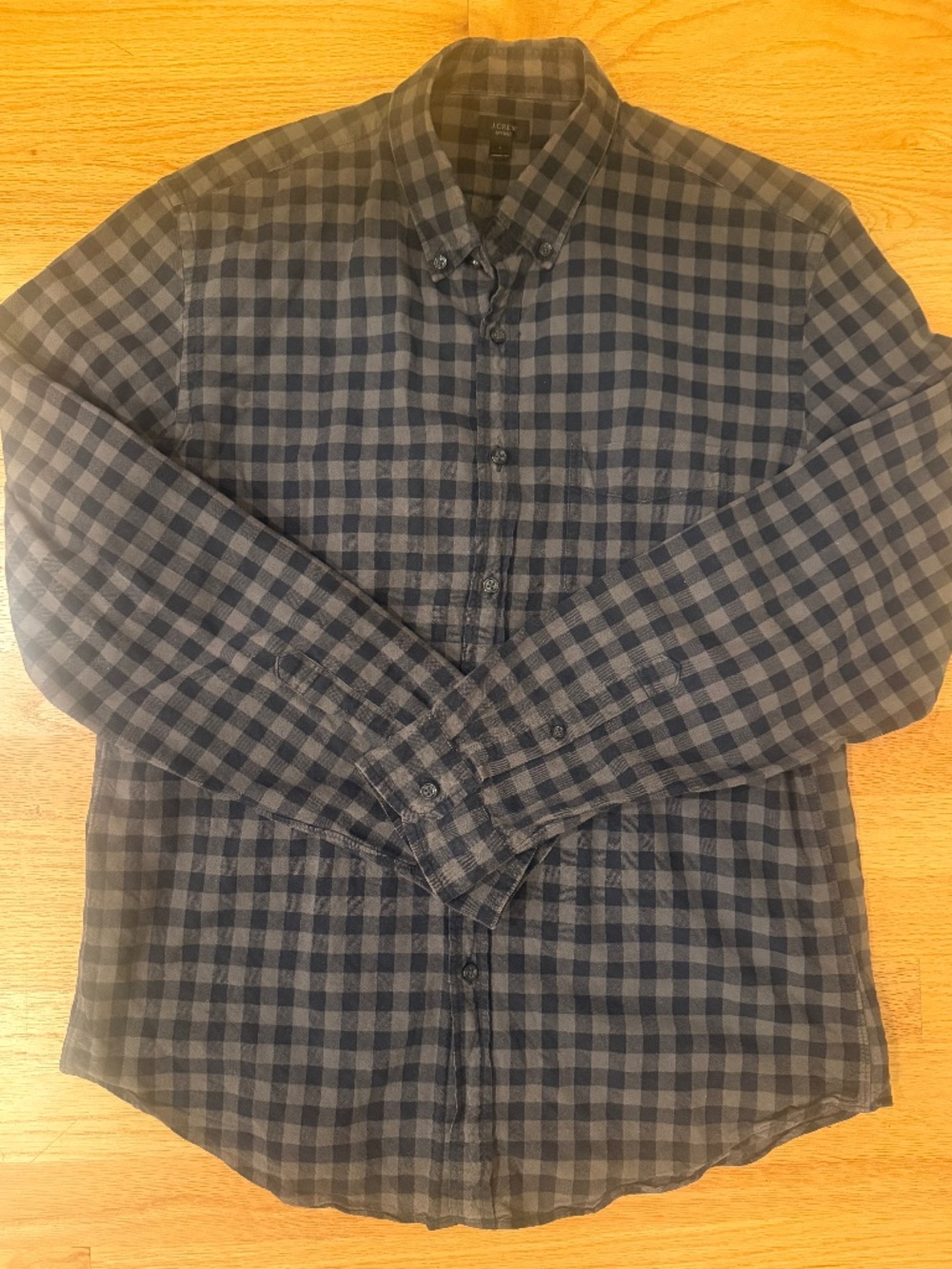 J Crew Men's Buffalo Check Cotton Flannel Oxford Black/Brown Large fall normcore